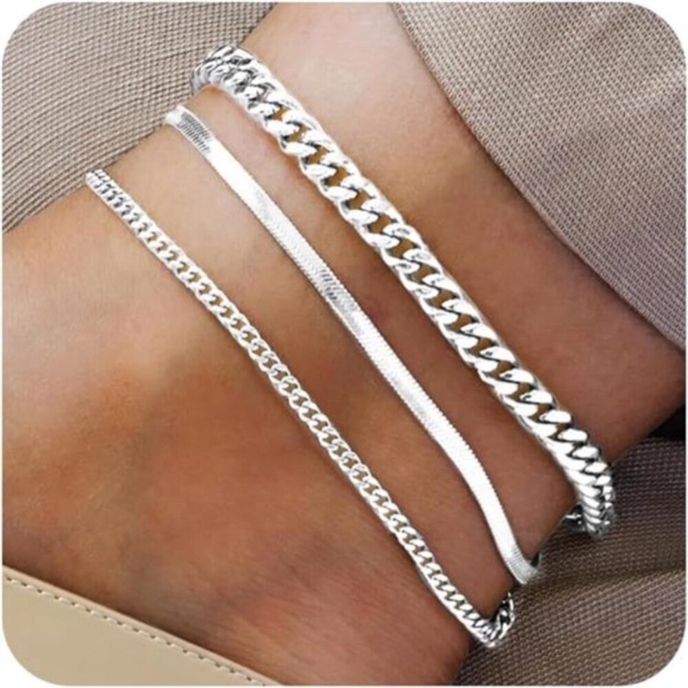 Plus Size Ankle Bracelets for Women - Extra Large 10"+2" Adjustable Anklet 14K